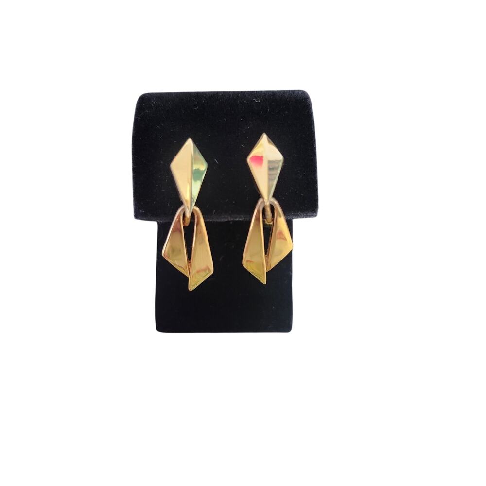 Vintage GIVENCHY Bijoux Gold Tone Dangle pierced Earrings